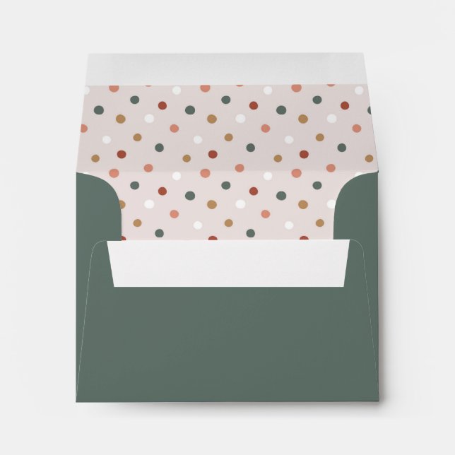 Green Boho Polka Dot Christmas Card Envelope (Back (Bottom))