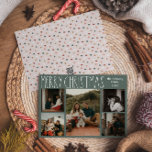 Green Boho Polka Dot Christmas Five-Photo Holiday Card<br><div class="desc">This green boho polka dot Christmas five-photo holiday card is perfect for your modern bohemian country farmhouse-inspired holiday greeting. The classic rustic yet delicate hand-drawn font gives it an earthy vintage look while keeping it cute and simple. The polka dots come in earth tones of red, sage green, blush pink,...</div>
