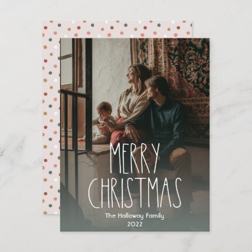 Green Boho Polka Dot Christmas Full Vertical Photo Holiday Card