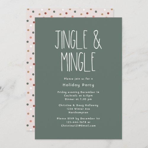 Green Boho Polka Dot Christmas Jingle and Mingle Invitation