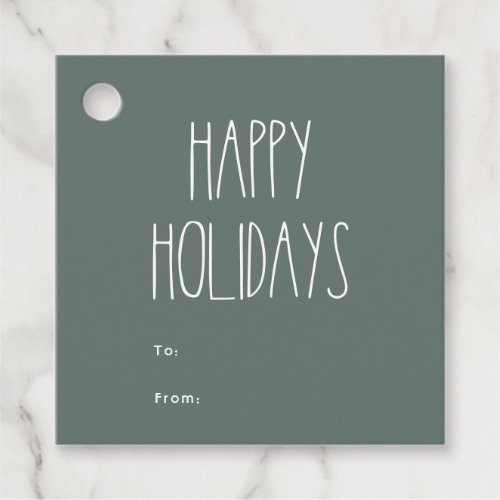 Green Boho Polka Dot Happy Holidays Square To From Favor Tags