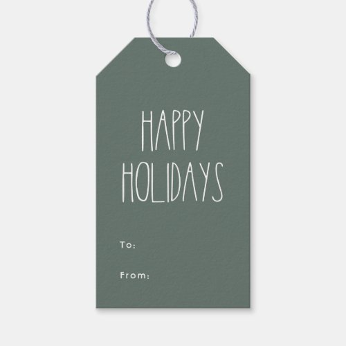 Green Boho Polka Dot Happy Holidays to from Gift Tags