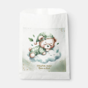 Green Boho Sleeping Teddy Bear Cute Party Favor Bag