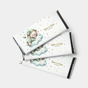 Green Boho Sleeping Teddy Bear Cute Party Hershey Bar Favors