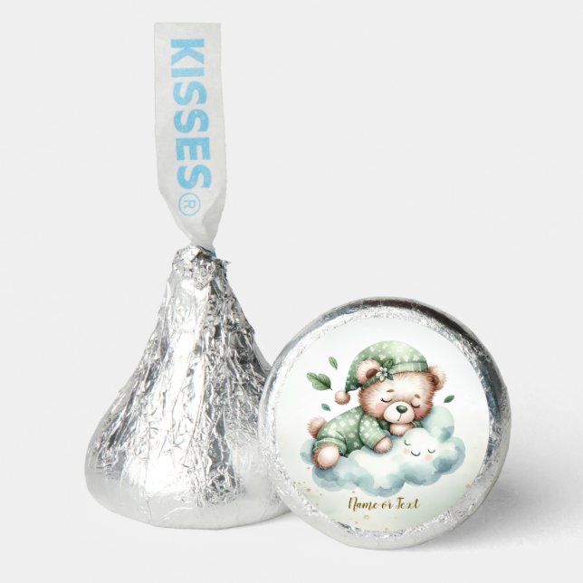 Green Boho Sleeping Teddy Bear Cute Party Hershey®'s Kisses® (Front)