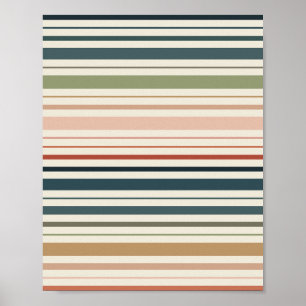 Green Boho Stripes Poster