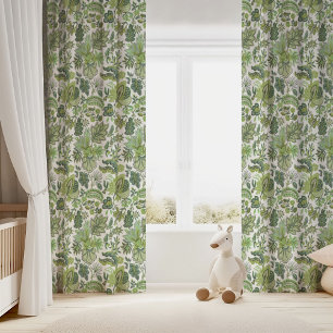 Green Boho Vintage Floral Blackout Curtains
