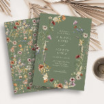 Green Boho Wedding Invitation<br><div class="desc">Sage Green Boho Wedding Invitation. This stylish & elegant wedding invitation features gorgeous hand-painted watercolor wildflowers arranged as a lovely wreath with a coordinating pattern on the back.</div>