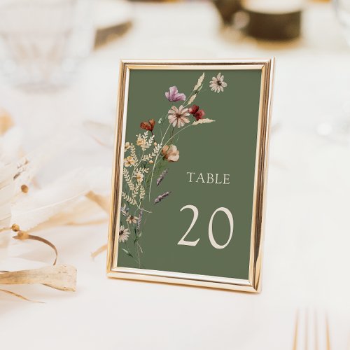 Green Boho Wedding Table Numbers