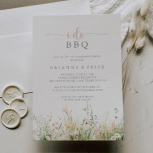 Green Boho Wildflower I Do BBQ Engagement Party Invitation