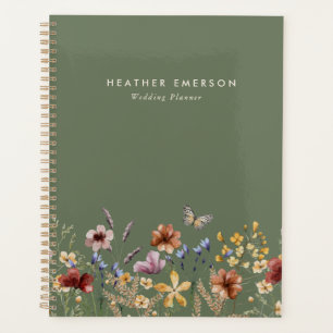 Green Boho Wildflowers Floral Planner