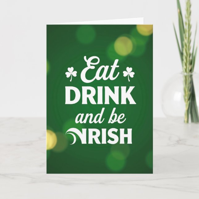 Green Bokeh Irish Celebration Card (Front)