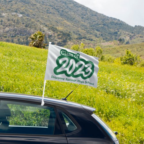 Green Bold Brush Class of 2023 Car Flag