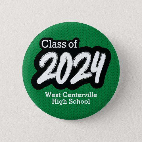 Green Bold Brush Class of 2024 Button