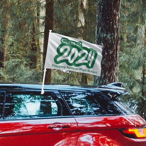 Green Bold Brush Class of 2024 Car Flag