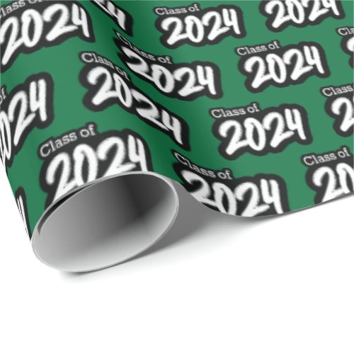 Green Bold Brush Class of 2024 Wrapping Paper