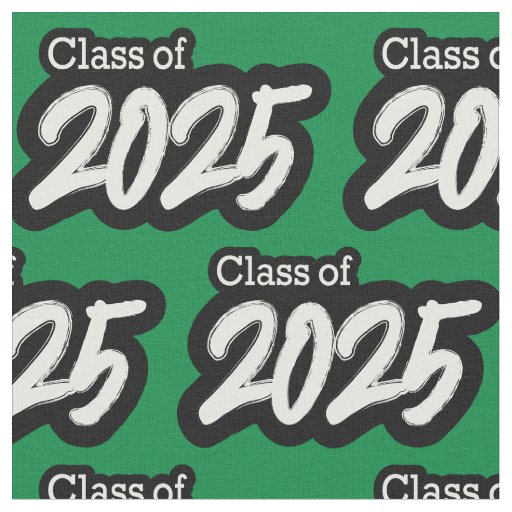 Green Bold Brush Class of 2025 Fabric