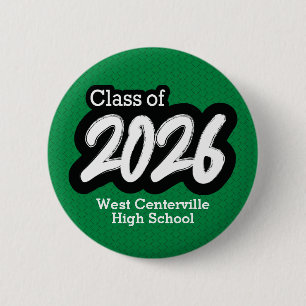Green Bold Brush Class of 2026 Button