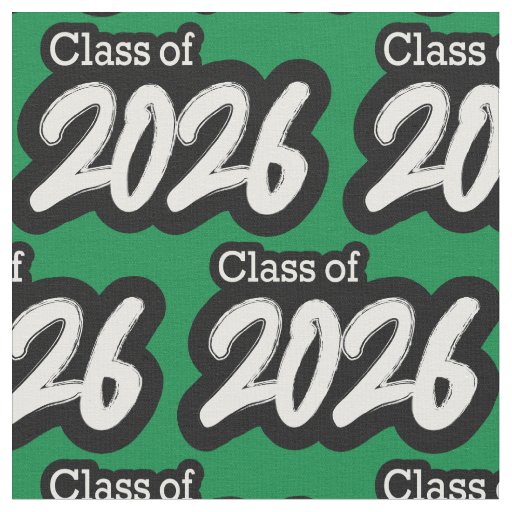 Green Bold Brush Class of 2026 Fabric