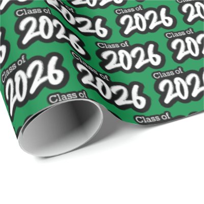 Green Bold Brush Class of 2026 Wrapping Paper