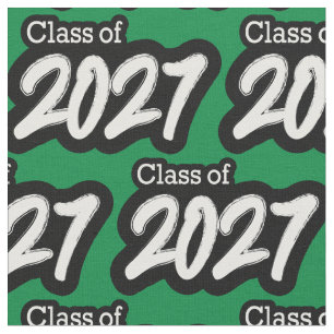 Green Bold Brush Class of 2027 Fabric
