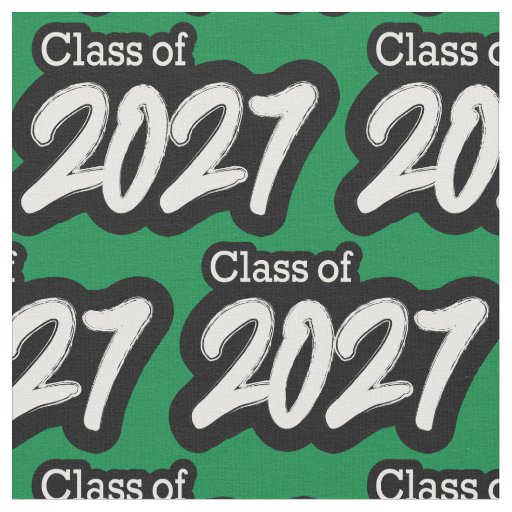 Green Bold Brush Class of 2027 Fabric