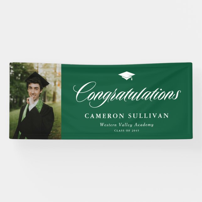 Green Bold Calligraphy Photo Graduation Banner (Horizontal)