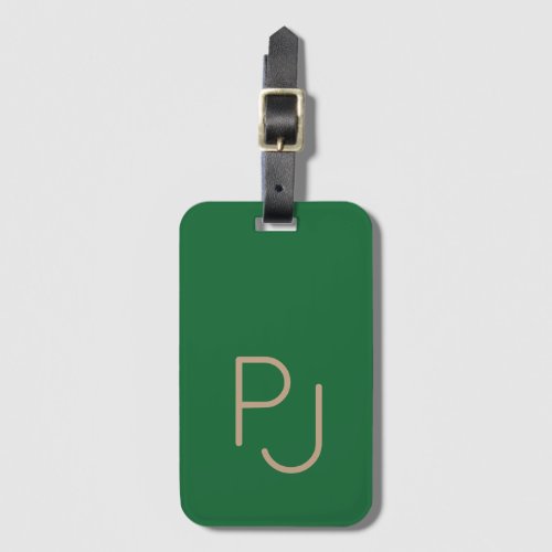 Green Bold custom monogram masculine  Luggage Tag