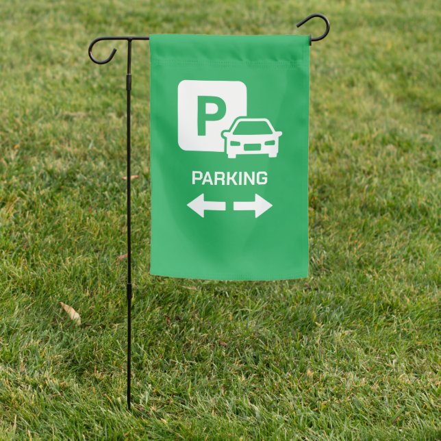 Green Bold Directional Parking Area Garden Flag (In SItu)