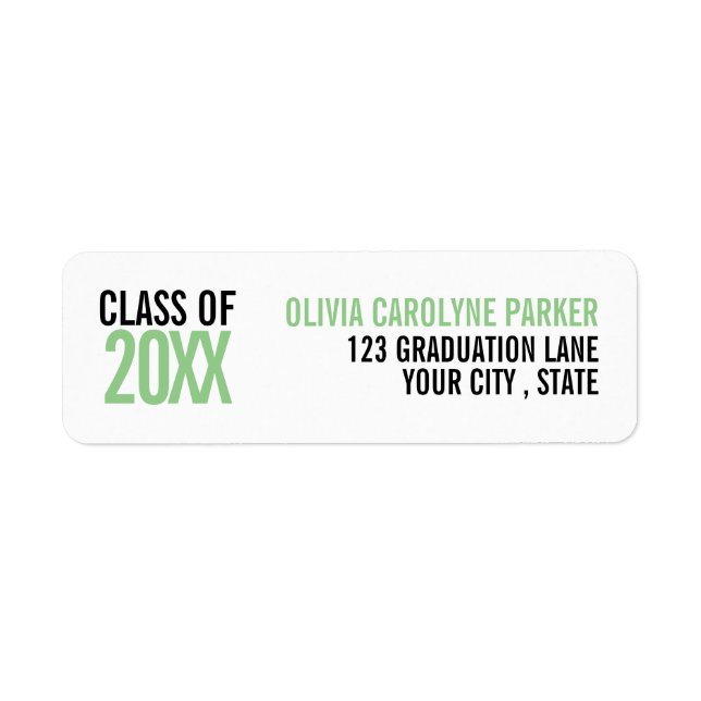  Green bold graduation custom YEAR Label (Front)
