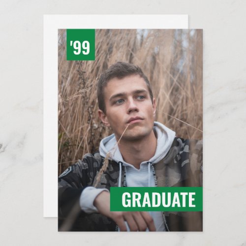 Green Bold  Modern Photo Graduation Invitation