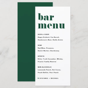 Green Bold Retro Typography Wedding Bar Menu