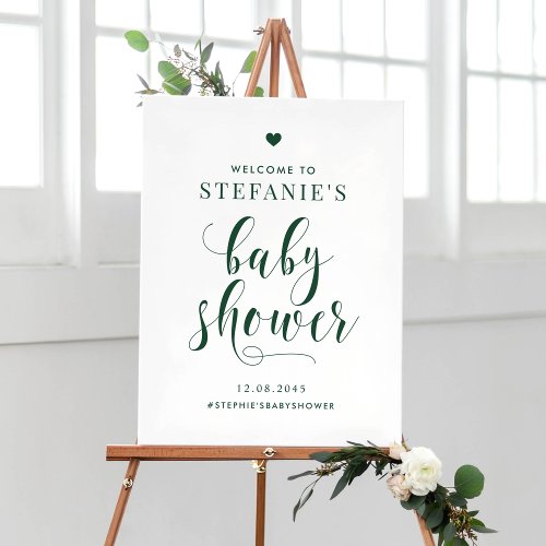 Green Bold Script Baby Shower Welcome Poster