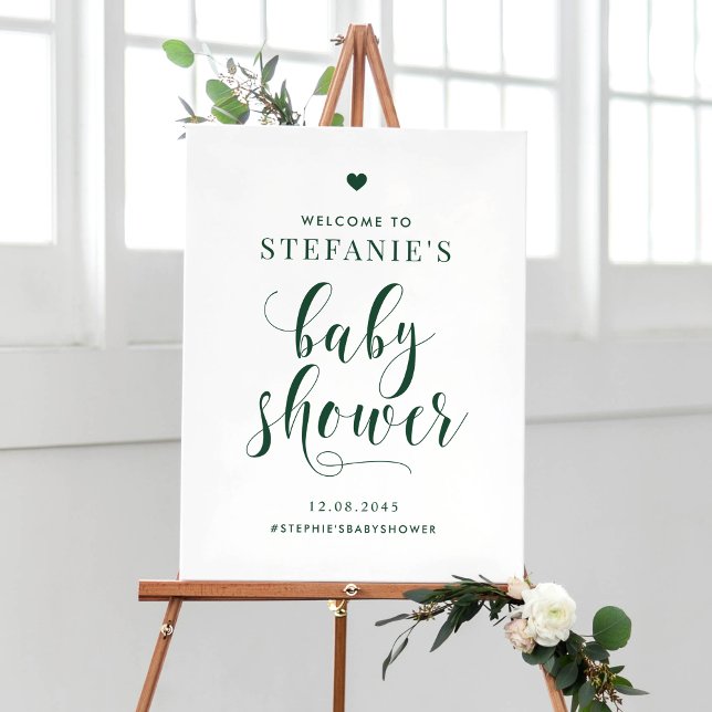 Green Bold Script Baby Shower Welcome Poster (Creator Uploaded)