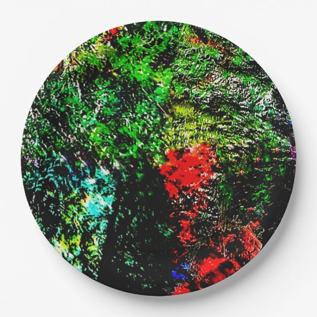 Green bold texture  paper plate,Dark green texture Plates (Front)
