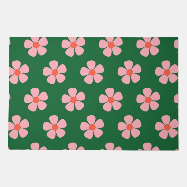 Green Bold Y2K Wildflower Vibrant Spring  Doormat (Front)