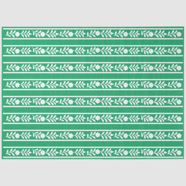 Green Bone Inlay Floral Border Decoupage Paper (Front)