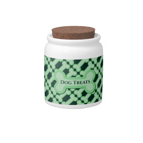 Green Bones Pattern Dog Treats Jar