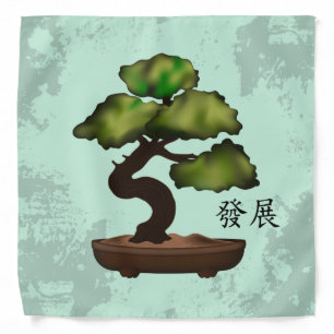 Green Bonsai grunge background 'Growth' Bandana