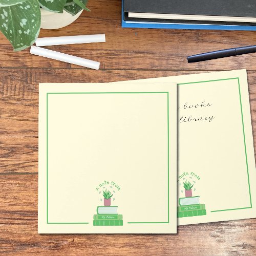 Green Books and Houseplant Teacher Notepad