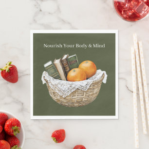 Green Books & Oranges Fruit Nourishment Napkins