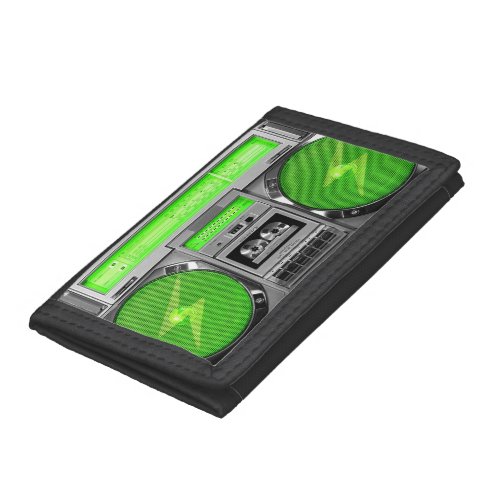 Green boombox tri_fold wallet