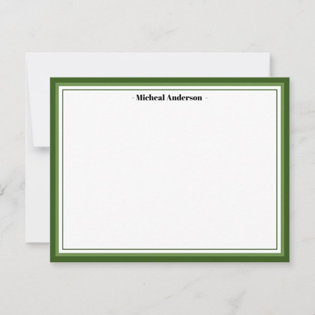 Green Border Classic Personalized  Note Card (Front)