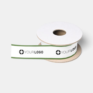 Green border custom company logo business gift satin ribbon