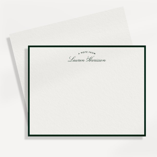 Green Border Elegant Modern Stationery Note Card (Creator Uploaded)