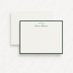 Green Border Elegant Modern Stationery Note Card