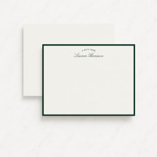 Green Border Elegant Modern Stationery Note Card