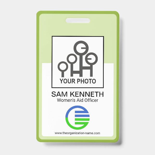 Green Border Frame Company Employee Nurse Photo Badge (Front)