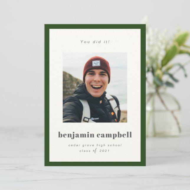 Green Border Graduation Announcement (Standing Front)