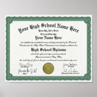 Green Border High / Home School Diploma Poster